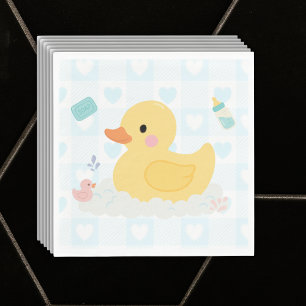 Rubber Duck Blue Hearts Baby Shower Napkins