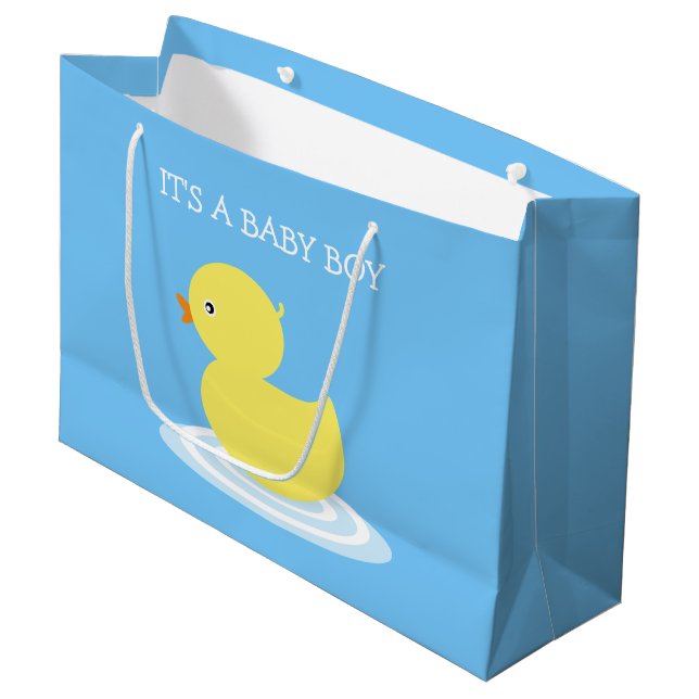 Rubber Duck Blue It's a Baby Boy Large Gift Bag (Front Angled)