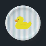 Rubber Duck Blue Stripe Paper Plates<br><div class="desc">Enjoy our rubber duck blue stripe paper plates for baby showers or birthday parties.</div>