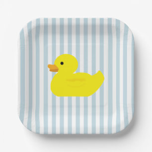 Rubber Duck Blue Stripe Paper Plates
