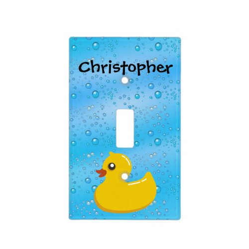 Rubber Duck BluePersonalized Kids Bathroom Light Switch Cover