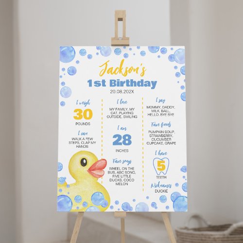 Rubber Duck Boy 1st Birthday Milestone Sign