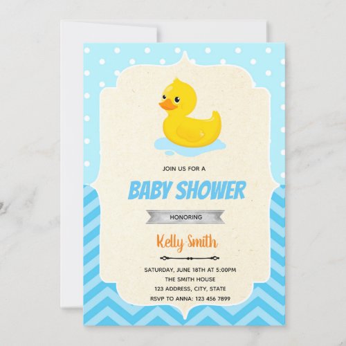 Rubber duck boy shower invitation