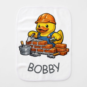 Rubber Duck Bricklayer Baby Burp Cloth