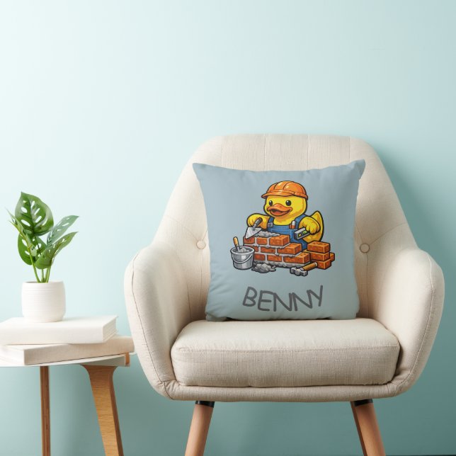 Rubber Duck Bricklayer Throw Pillow (Chair)