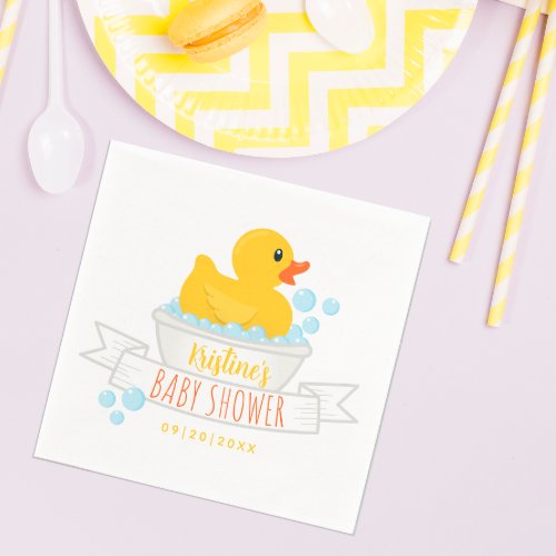 Rubber Duck Bubble Bath Baby Shower Napkins