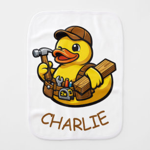 Rubber Duck Carpenter Baby Burp Cloth