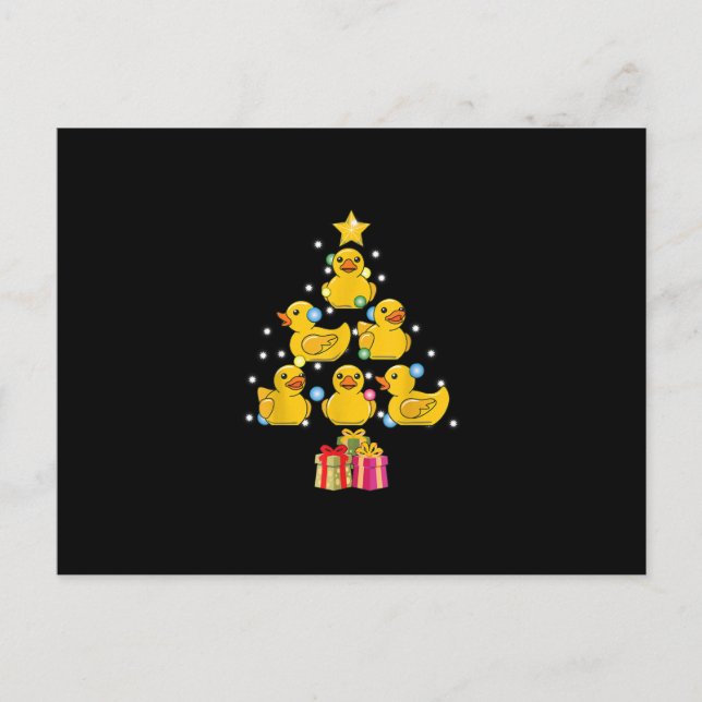Rubber Duck Christmas Tree Duckie Quack Christmas Announcement Postcard (Front)