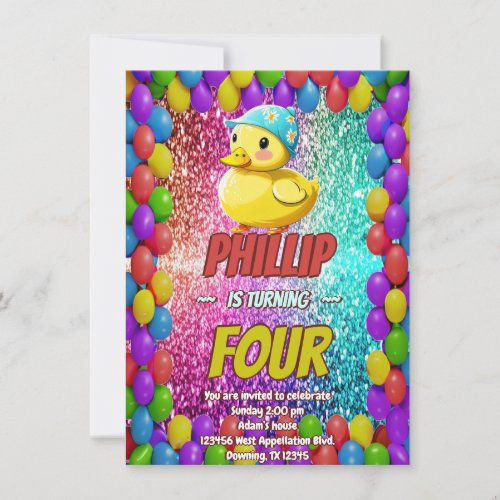 Rubber Duck custom character birthday invite