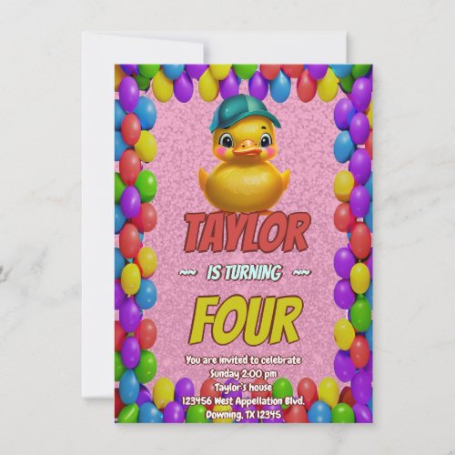 Rubber Duck Cute Personalized Birthday Invite Kids