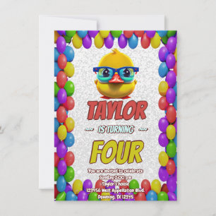Rubber Duck Cute Personalized Birthday Invite Kids