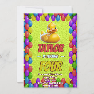 Rubber Duck Cute Personalized Birthday Invite Kids