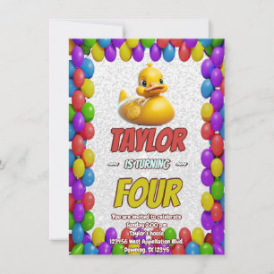 Rubber Duck Cute Personalized Birthday Invite Kids