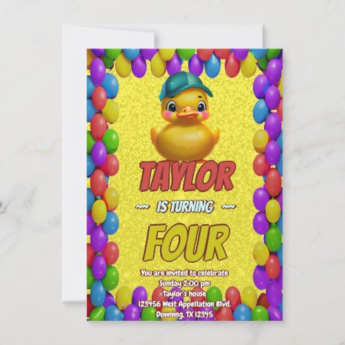 Rubber Duck Cute Personalized Birthday Invite Kids