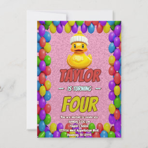 Rubber Duck Cute Personalized Birthday Invite Kids