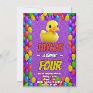 Rubber Duck Cute Personalized Birthday Invite Kids