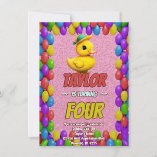 Rubber Duck Cute Personalized Birthday Invite Kids