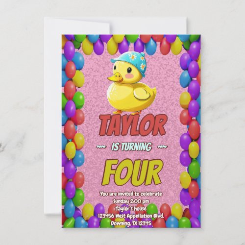 Rubber Duck Cute Personalized Birthday Invite Kids