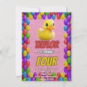 Rubber Duck Cute Personalized Birthday Invite Kids