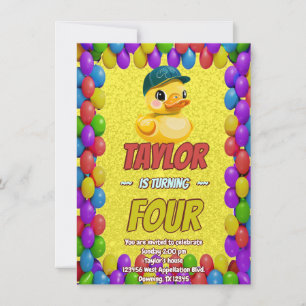 Rubber Duck Cute Personalized Birthday Invite Kids