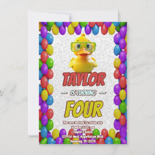 Rubber Duck Cute Personalized Birthday Invite Kids