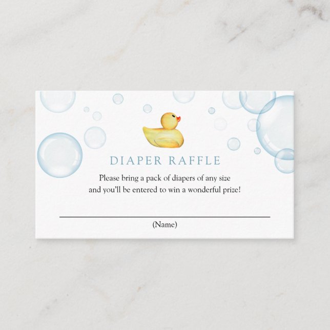 Rubber Duck Diaper Raffle insert card (Front)