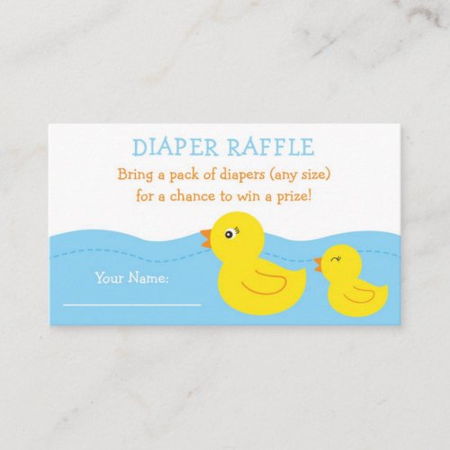 Rubber Duck Diaper Raffle Tickets Enclosure Card