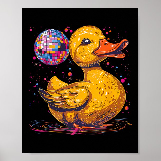 Rubber Duck Disco Ball Artwork Dancing Rubber Duck Poster (Front)