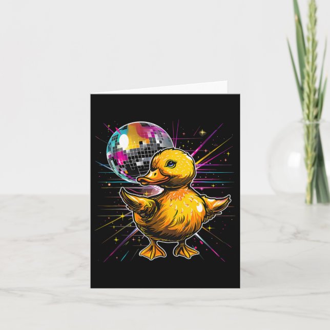 Rubber Duck Disco Dancing Disco Ball Music Rubber  Card (Front)