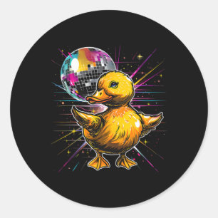 Rubber Duck Disco Dancing Disco Ball Music Rubber Classic Round Sticker