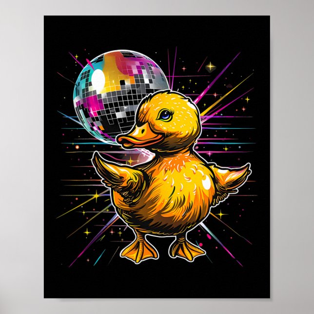 Rubber Duck Disco Dancing Disco Ball Music Rubber  Poster (Front)