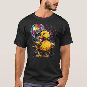 Rubber Duck Disco Dancing Disco Ball Music Rubber  T-Shirt