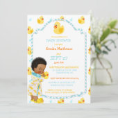 Rubber Duck Ducky African American Gender Neutral Invitation (Standing Front)