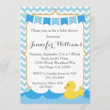 Rubber Duck Ducky Baby Shower Invitation by seasidepapercompany at Zazzle