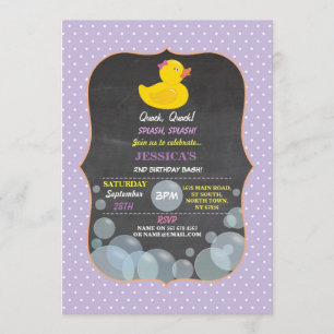 Rubber Duck Ducky Bubble Birthday Party Invite