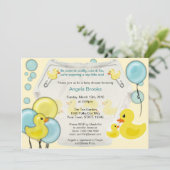 Rubber Duck Ducky Diaper Baby Shower Invitation (Standing Front)