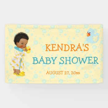 Rubber Duck Ducky Gender Neutral African American Banner by nawnibelles at Zazzle
