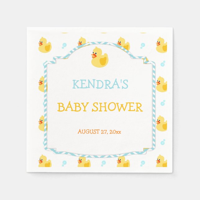 Rubber Duck Ducky Gender Neutral Aqua Yellow Napkins (Front)