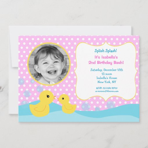 Rubber Duck Ducky Photo Birthday Invitations | Zazzle