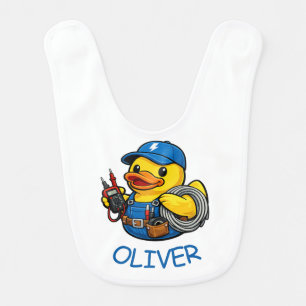 Rubber Duck Electrician Baby Bib