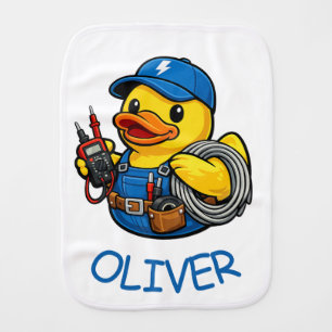 Rubber Duck Electrician Baby Burp Cloth