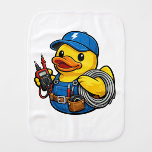 Rubber Duck Electrician Baby Burp Cloth