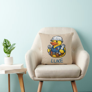 Rubber Duck Engineer Throw Pillow