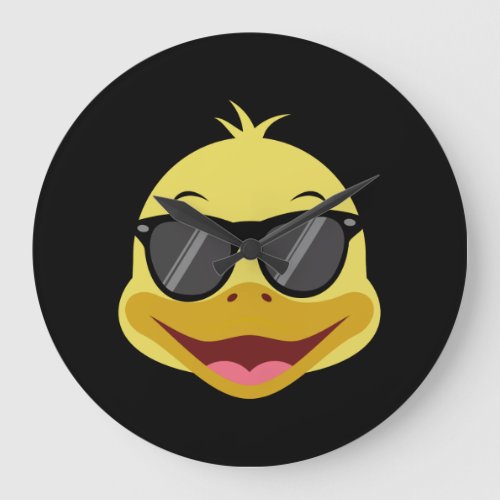 Rubber Duck face Head yellow sunglasses Cute Gift Large Clock