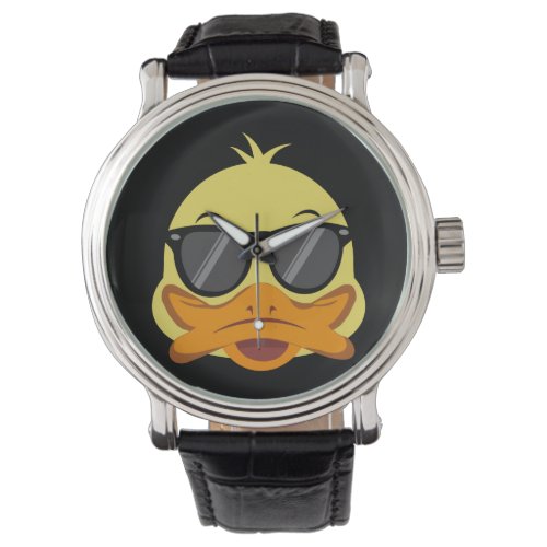 Rubber Duck face Head yellow sunglasses Watch