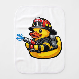 Rubber Duck Firefighter Baby Burp Cloth