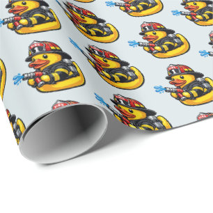 Rubber Duck Firefighter Wrapping Paper