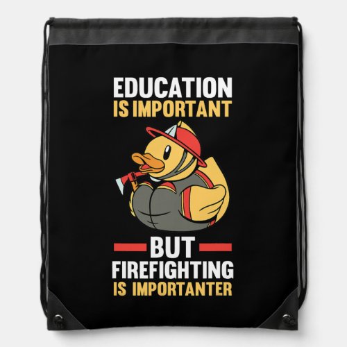 Rubber Duck Fireman Firefighter  Drawstring Bag