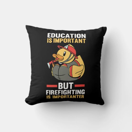 Rubber Duck Fireman Firefighter  Throw Pillow