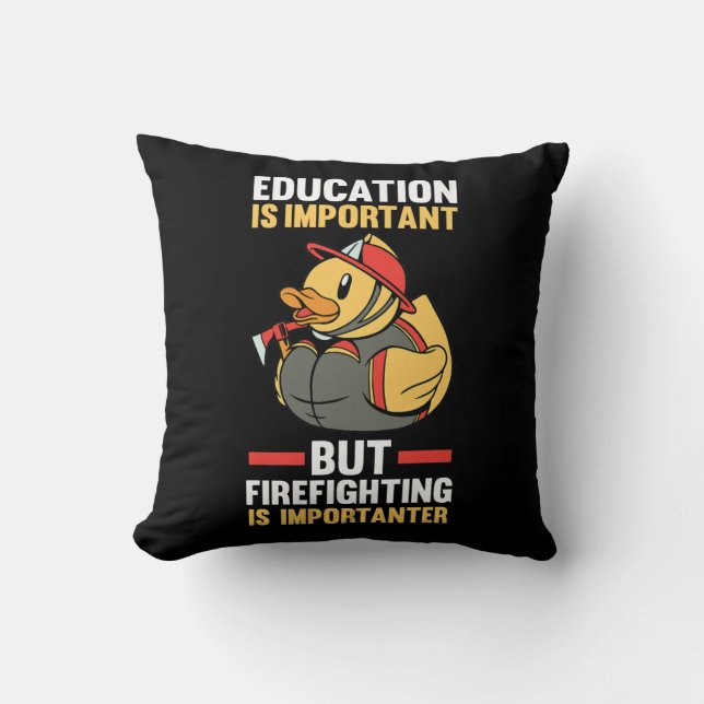 Rubber Duck Fireman Firefighter  Throw Pillow (Front)